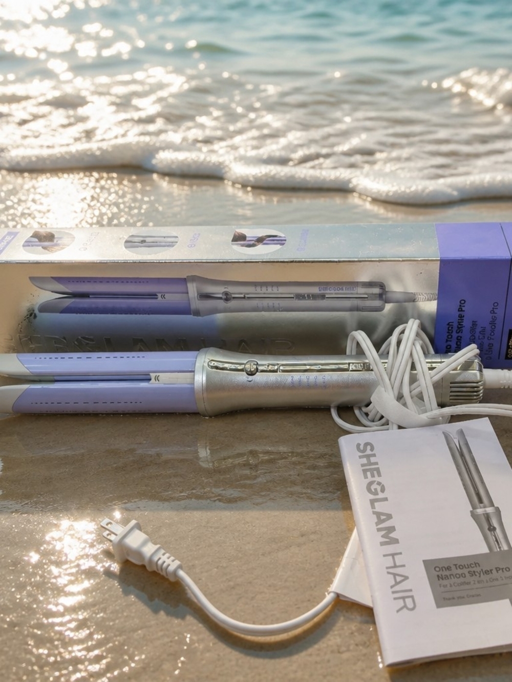 She Glam Hair Purple Nano Styler - Triple Barrel Curling Iron 1.25 in
